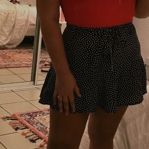 Black polka dot skort